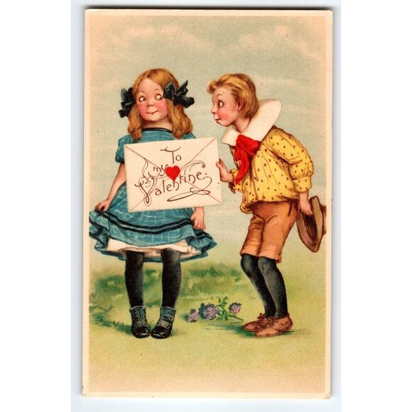 Frances Brundage Boy Girl Children To My Valentine Postcard Series 109 Tuck 1907 - Picture 1 of 2